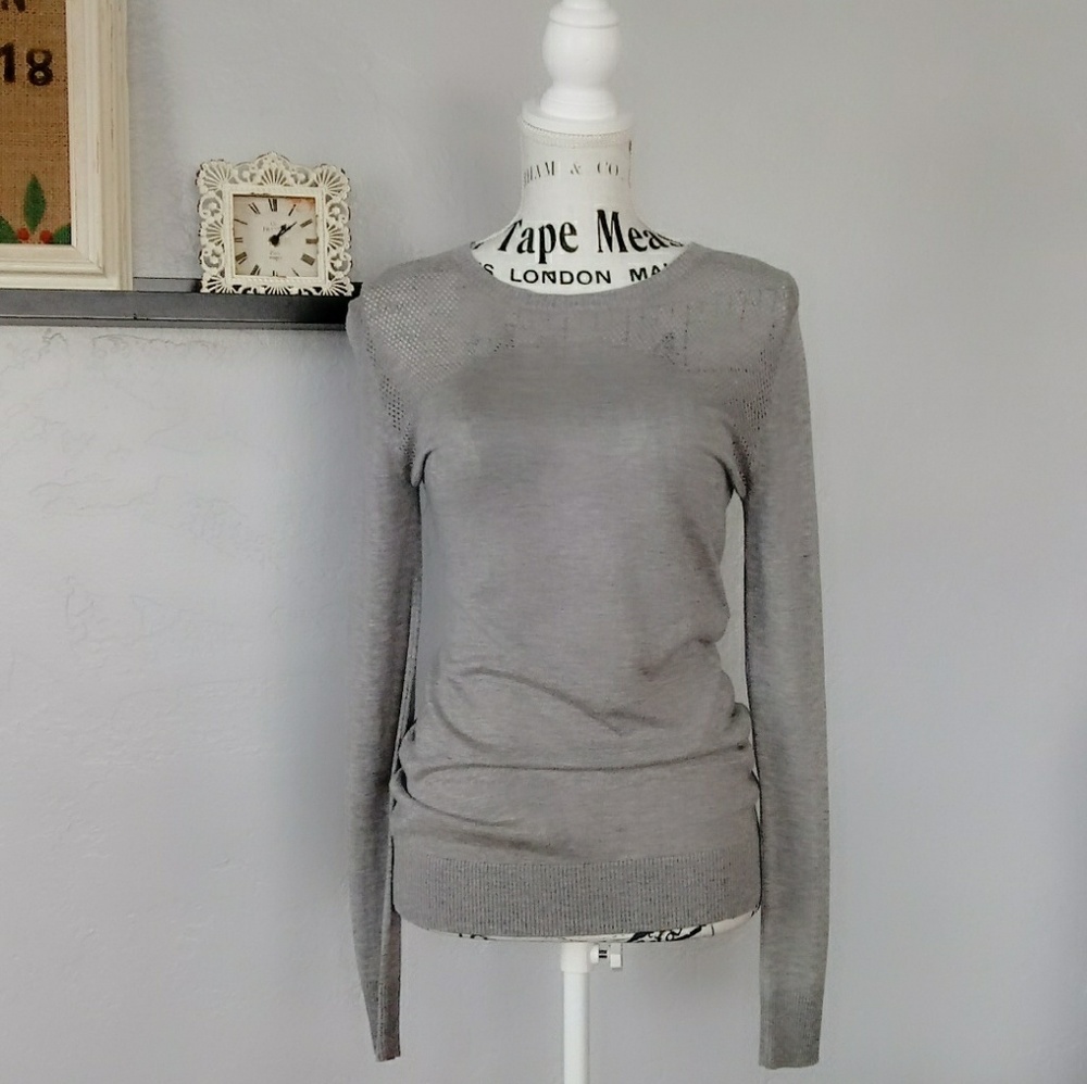 Kokun bamboo/cashmere perforated fitted crew neck